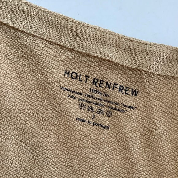 HOLT RENFREW linen, leather cardigan (#i3) - Picture 2 of 6